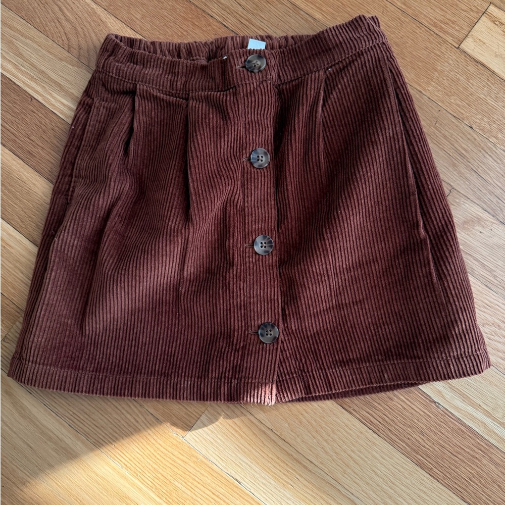 GAP Brown Corduroy Mini Skirt Pleated Ribbed